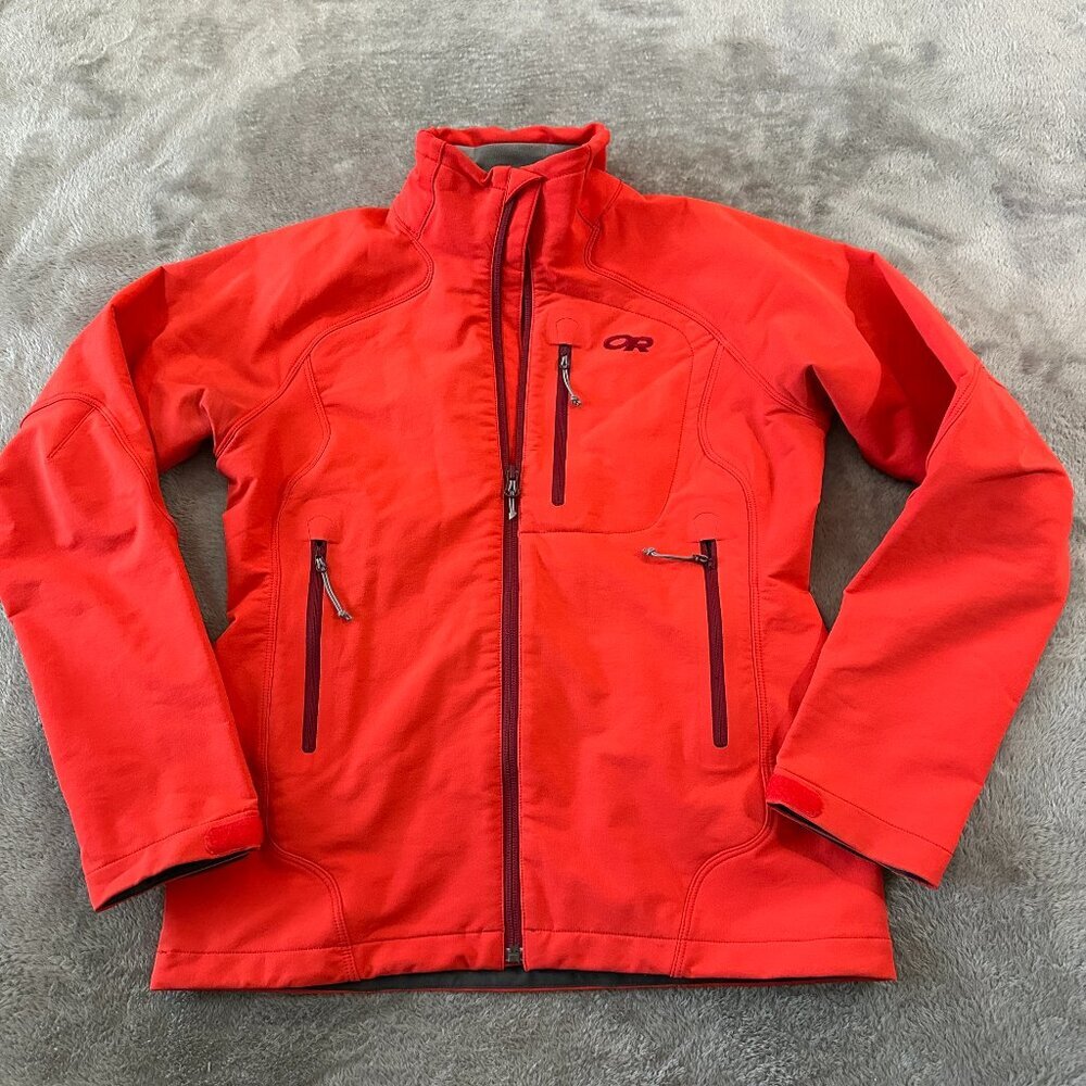 OR Outdoor Research Orange Softshell Jacket Women's SMALL Full Zip Hiking